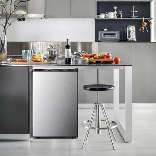 LHRIVER 3.0 Cu.ft Upright Freezer, Compact Mini Freezer with Removable Shelves, Adjustable Thermostat, Reversible Door Hinge, Quiet Small Freezer Upright for Home/Office/Kitchen/Dorm (Silver) 7