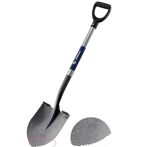 MUJO Gardening Shovel,Spade Shovel with Cushioned D Handle, Shovels for Digging with Heavy Duty Carbon Steel Head Construction,Heavy Duty Shovel for Hard Rocky Soils 41", Serrated Blades Design