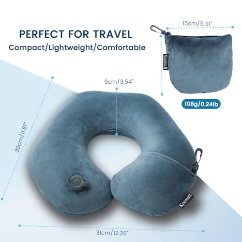 Keemall Inflatable Travel Neck Pillow for Airplane Train Car Washable Pillowcase U Shaped Office Napping Pillow 8