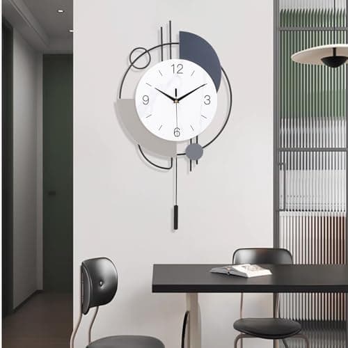 Dankeit Wall Clock, Silent Non-Ticking Quality Quartz Battery Operated with Pendulum, Large Wall Clock for Living Room Kitchen Home Bathroom Bedroom Wall Decor, 13x21.65inch(Black) 6