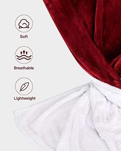 McJaw Electric Heated Blanket Throw Size 50" x60”, 5 Heating Levels & 3 Hours Auto Shutdown, Super Soft Flannel with Sherpa, ETL Certified Overheating Protection, Red 7