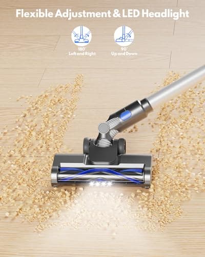 AIRDIYA Cordless Vacuum Cleaner, Power Suction Stick Vacuum Cleaners with 2200 mAh Battery,8-in-1 Lightweight Self-Standing, 35 Mins Runtime for Home Hard Floor Low-Pile Carpet Pet Hair 7