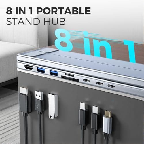 2025 New 8-in-1 USB-C Laptop Stand & Docking Station - 4K HDMI, 2X USB-A 3.0, 2X USB-C, 100W PD Input, SD/TF Card Reader - Universal for Office & Home 6