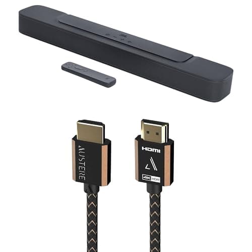 JBL BAR-2-0-ALL-IN-ONE-MK2 Compact 2ch Soundbar with Dolby Digital and an Austere 3S-4KHD2-2.5M III Series 4K HDMI 2.5m Cable (2022)