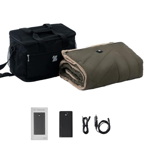 ZonLi Z-Walk Pro 36W Battery Operated Heated Blanket,Portable,Cordless, Rechargeable Heated Blanket with 3 Heating Levels,Includes 20000mAh Power Bank,for Car, Stadium, Outdoors (Olive)