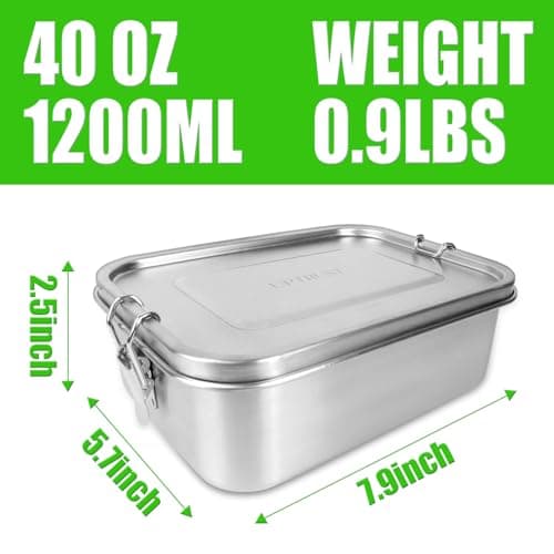 UPTRUST Leak Proof Stainless Steel Bento Container for Lunch, 40oz Bento Lunch Box for Kids or Adults, 3 Compartment Packing Box for Meal Fruit Snack (40OZ/1200ML) 2