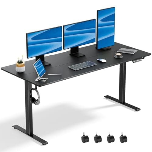 VVENACE 63 x 28 Inch Electric Standing Desk Adjustable Height, Sit Stand Desk, Stand up Desk for Home Office, Computer Workstation (Spliced Desktop,Black)
