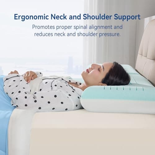 Bedtter Cooling Pillow with Gel Memory Foam and Cooling Case for Cooling Sleep (1 Pack), Bed Pillow for Side Sleepers, Neck and Shoulder Pain Relief, Washable Cover, 25"x15"x5" 5