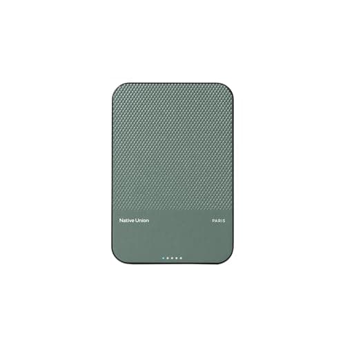 Native Union (Re)Classic Power Bank | Magnetic - MagSafe Compatible 5000mAh 15W Portable Charger - USB-C Cable Included - Compatible with iPhone Air, 17 Pro Max, AirPods Pro Gen 3 & More (Slate Green)