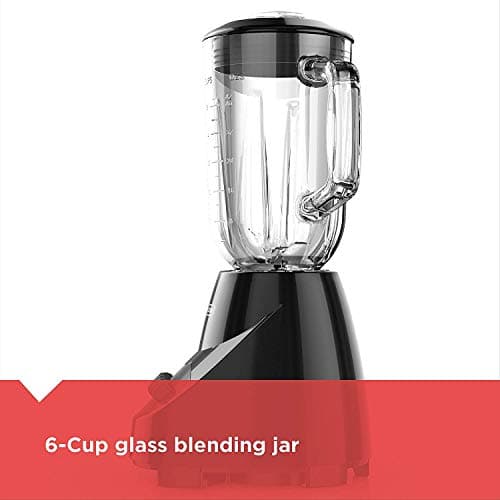 BLACK+DECKER Countertop Blender with 6-Cup Glass Jar, 10-Speed Settings, Black, BL2010BG 6