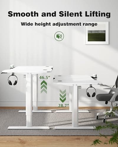 Shahoo Electric Standing Desk 63 Inch, Ergonomic Height Adjustable Table with T-Shaped Metal Bracket Modern Computer Workstations for Home Office, White, 63 x 24 Inches 5