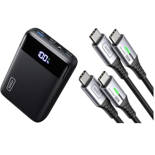 INIU Smallest 22.5W 20000mAh Power Bank + (6.6ft, 2-Pack) 100W USB C Cable