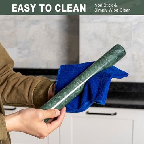 Erongoo Marble French Rolling Pin for Baking, 12 Inch Non Stick Polished Rolling Pin for Dough, Heavy Dough Roller for Fondant Pizza Pie Crust Cookie Pastry Bread, Kitchen Baking (Indian Green) 5