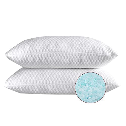 NTCOCO Shredded Memory Foam Bed Pillows for Sleeping Queen Size 2 Pack,with Washable Removable Hypoallergenic Sleep Pillow for Back and Side Sleeper