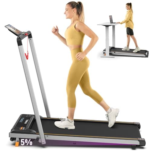 Fithrill Walking Pad Under Desk Treadmill for Home Office Small Spaces with Handle Bar Incline, 3 in 1 Portable Folding Mini Walking Jogging Running Compact 2.5 HP Machine