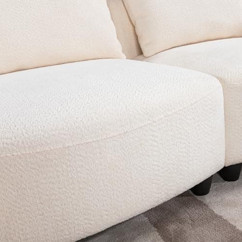 YOPENG 108" Modular Sectional Sofa with Chaise Lounge, Luxury Curved Sofa, Modern L Shaped Upholstered Boucle Couches, Minimalist 3 Seater Sofas for Living Room Apartment Office, White 6