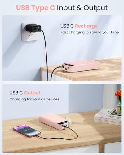 Morfec 2 Pack Black+Pink:Portable Charger Power Bank 50000mAh Fast Charging 22.5W USB C Battery Pack Charger Portable with 4 Outputs & 3 Inputs High Capacity External Battery Bank for iPhone, Samsung 5