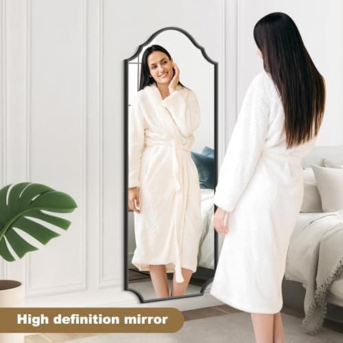 WallBeyond Arched Full Length Mirror Wall Mounted, 65"x22" Black Metal Frame Full Body Mirror for Bedroom, Living Room, Hanging or Leaning Against Wall Full Size 6