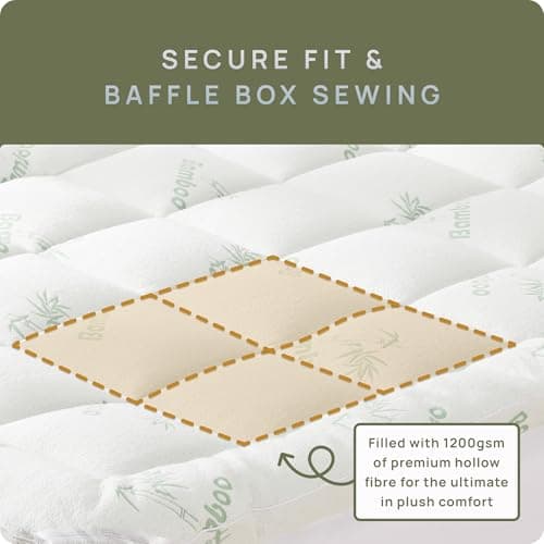 Cooling Mattress Topper - King Size | Plush Pad Mattress Topper for Back Pain Relief, 8-21" Deep Pocket | Viscose Made from Bamboo Pillow Top | Bedroom Essentials 7