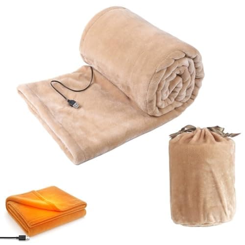 Cordless Electric Heated Blanket, USB Heated Blanket Portable Electric Throw, Rechargeable Cordless Heat-ed Blanket for Home, Office, Car, Camping, Travel, Soft Warming Throw Blankets