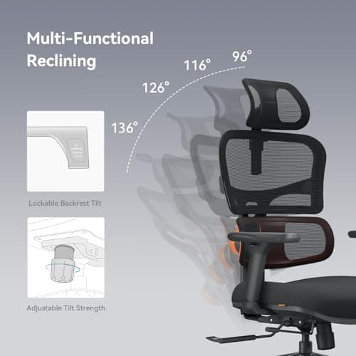 Newtral Office Chair Ergonomic - Home Office Desk Chair, Auto-Following Lumbar Support, 4D Armrest, Seat Depth and Height Adjustable for Long Time Sitting (Without Footrest, Black) 4