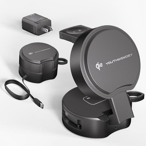 Qi2 Magnetic Wireless Charger Stand Station, Portable Travel Charging Station, 15W Fast Foldable Magnetic Wireless Charger Stand for iPhone 17/17pro16/16 Pro/15/14/13-12 Series, Apple Watch, AirPods