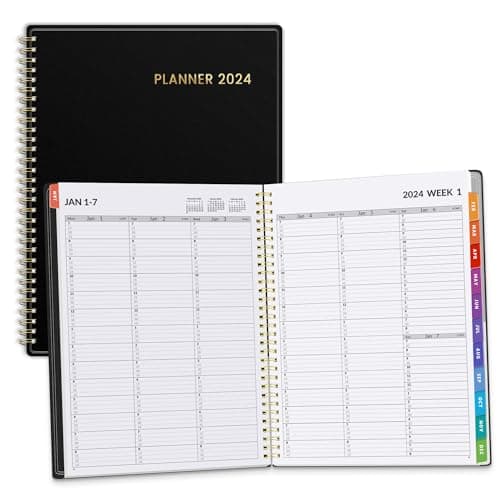 SUNEE 2025 Appointment Book, Quarter-Hourly, Weekly & Monthly - from January 2025 - December 2025, 8.5"x11" Weekly Planner, Flexible Cover, Note Pages, Pockets, Bookmark, Spiral Binding, Black