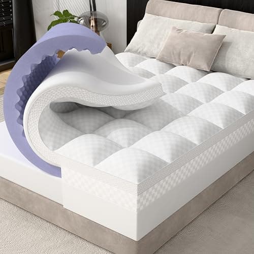 downluxe 4 Inch Queen Memory Foam Mattress Topper Pro Dual Layer 2 Inch Cooling Gel Egg Crate Memory Foam Plus 2 Inch Pillow Top Medium Firm with Deep Pocket
