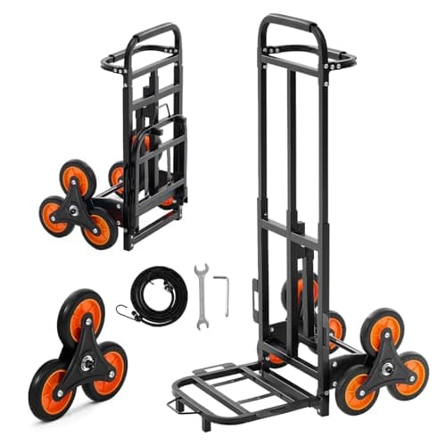 VEVOR Stair Climbing Dolly 460 lbs, Heavy-Duty Folding Trolley Cart for Stairs with Telescoping Handle, 6 Wheels & 2 Ropes, Stair Climber Dolly for Home, Groceries, Warehouse