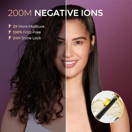 TYMO Flat Iron Hair Straightener Brush 2 in 1, 200M Ions Hair Straighteners for Women, Ceramic Dual Voltage Straightening Hot Comb for Anti-Frizz Straights, Waves, Curl, 3X Less Heat Damage, Black 7