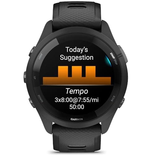Garmin 010-02810-00 Forerunner 265 GPS Smartwatch Black/Powder Gray Bundle with Deco Essentials Exclusive CPS 26 Month Protection Pack 5