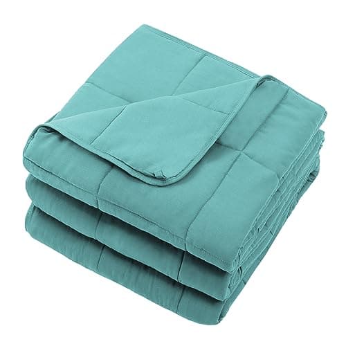 Teal Weighted Blanket for Adults 12lbs, 48"x72", Twin Full Size Cooling Heavy Throw Blanket for 110-130lbs, Microfiber Soft Thick Big Blankets Weighted Comforter Breathable Gift for Sleeping 7
