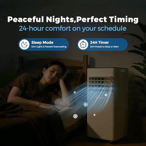 10,000 BTU Portable Air Conditioners with WiFi, 3-in-1 Air Conditioner for Room&Garage– Portable AC Unit with Cool, Dehumidifier&Fan, with Remote/Sleep Mode/Child Lock/24 Hrs Timer/Self Evaporation 6
