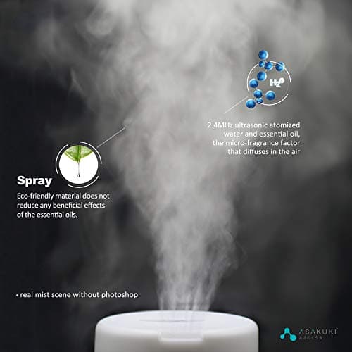 ASAKUKI 300ML Essential Oil Diffuser, Quiet 5-in-1 Premium Humidifier, Home Fragrance Aroma Diffuser with 7 LED Color Changing Light and Auto-Off Switch -Light Brown 7