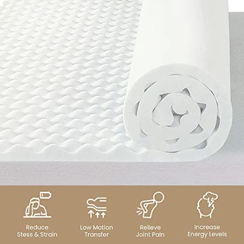 Zayton 1-inch Convoluted Foam Mattress Topper with Egg Shell Design | Breathable, Soft, and Comfortable Bed Toppers for Back Pain, Orthopedic Support for Better Sleep, King, White 5