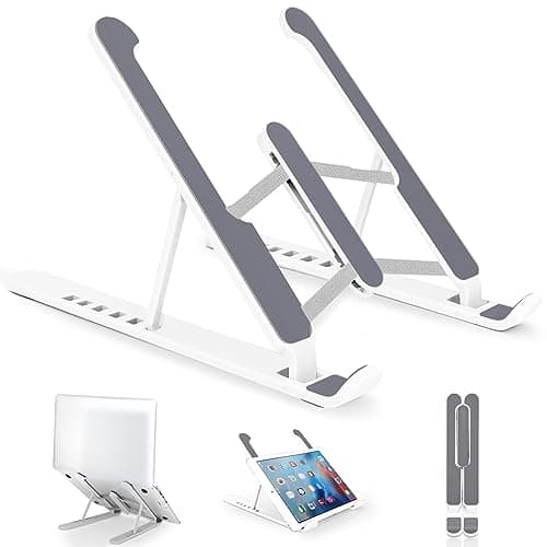 pidien Portable Laptop Stand, Adjustable Laptop Holder Riser Computer Stand for Desk Notebook Stand Mount (White)