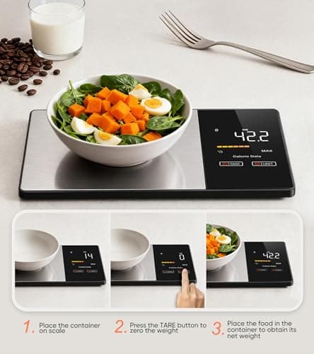 KUAIVO Smart Nutrition Food Scale with LED Display, Tracks Calories, Fat, Carbs & Protein via App, 1g Precision Digital Kitchen Scale for Healthy Eating & Meal Prep 6