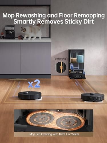 DREAME X30 Ultra Robot Vacuum and Mop Combo, 8300Pa Suction, Mop Extend and Mop Self Cleaning with 140°F Water, Removable & Liftable Mop, Self Refilling, Mop Self Drying, Smart Carpet Cleaning 6