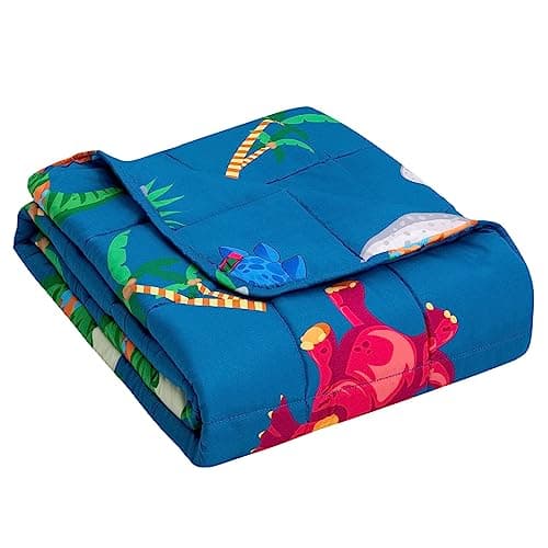 yescool Weighted Blanket (5 lbs, 36" x 48", Dianasour) Cooling Heavy Blanket for Sleeping Perfect for 40-60 lbs, Throw Size Breathable Blanket with Premium Glass Bead, Machine Washable