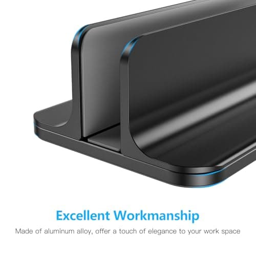 OMOTON Vertical Laptop Stand Holder, Desktop Aluminum Stand for MacBook with Adjustable Dock Size, Fits All MacBook, Surface, Chromebook and Gaming Laptops (Up to 17.3 inches),Black 7