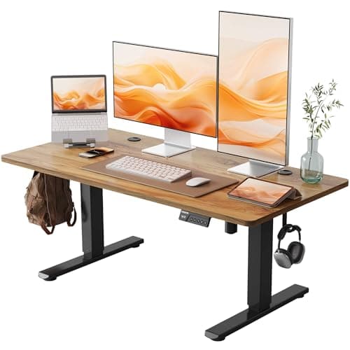 YIHAYO Low Height Adjustable Desk, Lifts 18.1-28.3 Inches, Electric Standing Desk for Short People, 48 x 24 Inches Computer Table with Splice Board for Home Office, Rustic Brown