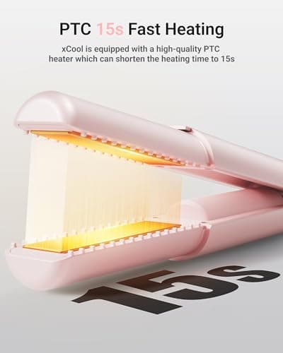 XCOOL Cordless Hair Straightener and Curler 2 in 1, Mini Curling Iron Straightener Combo with 5000mAh Battery, Portable Ceramic Flat Iron for Travel, USB-C Rechargeable, 15s Fast Heating, Pink 3