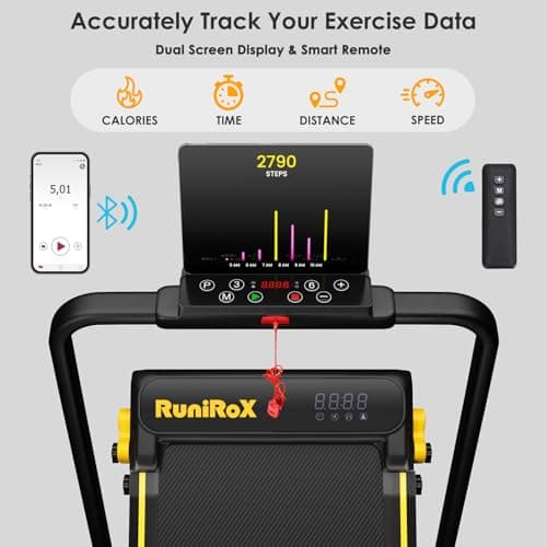 RuniRoX Walking Pad Treadmill with Incline, 3 in 1 Portable with Handle Bar and Lights, Under Desk for Home Office, with LED Display and APP 6