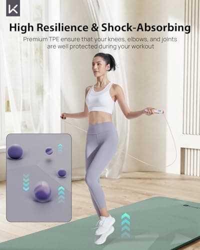 KEEP Non-Slip Large Yoga Mat,Extra Long and Wide Exercise & Fitness Mat( 72"Lx32"Wx7mm Thick) with Free Carrying Strap,Professional TPE Workout Mat for All Types of Yoga, 7mm, Pale Green 5