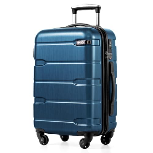 Coolife Carry On Luggage 22x14x9 Airline Approved Hardside PC+ABS Suitcase with TSA Lock, Lightweight Rolling Travel Luggage with Spinner Wheels(Caribbean Blue, 20in)