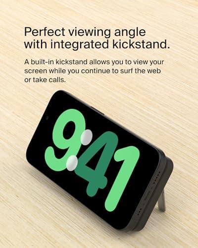 Belkin Portable Charger, Wireless Power Bank 15W 5000mAh w/ Qi2, MagSafe Charger + Built-in Pop-up Kickstand - iPhone 17, Air, Pro, Pro Max, AirPods, Apple Watch, Google Pixel 10, etc. - Black 10