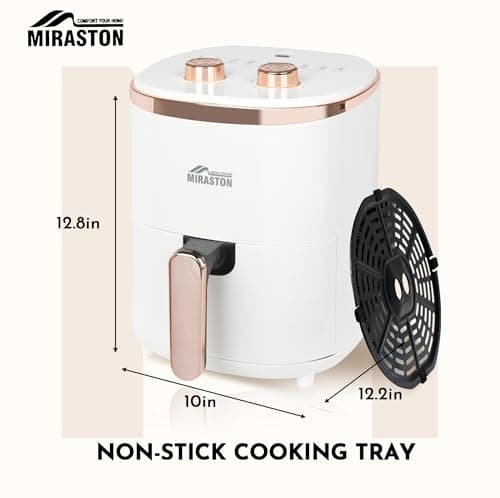 MIRASTON Compact Air Fryer 3.6 QT for Kitchen, Dorm, Office, Dials Control Personal Small Round Air Fryers, Oilless Cooking, Timer, Auto Shut-Off, Fast & Easy Meal for Breakfast & Dinner, White 6