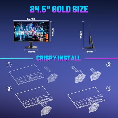 SANSUI Gaming Monitor, 24.5" 300hz 240hz FHD 1080P 1ms FPS PC Monitor Gaming, HDR, FreeSync, DisplayPort x2 HDMI x2, Fast IPS, 120% sRGB, Audio Jack, VESA Support, Desktop Compatible(ES-G25X1 PRO) 9