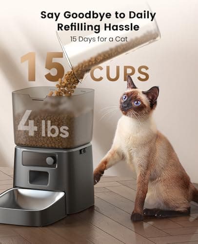 oneisall Automatic Cat Feeder, WiFi Cat Food Dispenser with App Control, Auto Cats Feeder Automatic for Dry Food, Smart Pet Food Dispenser with Portion Control for Small Pets Indoor 5