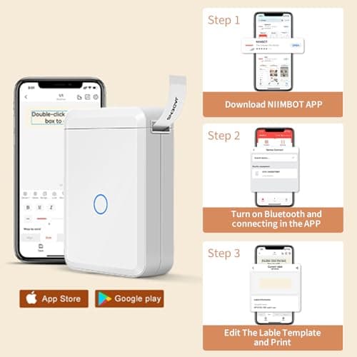 JADENS Label Maker Machine with Tape, D110 Portable Bluetooth Label Printer for Storage, Barcode, Mailing, Office, Home, Organizing, Sticker Maker Mini Label Maker with Multiple Templates, White 7